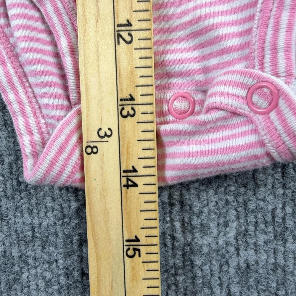 Carter's Romper Girls 3-6 Months Pink Striped Flower One Piece Bodysuit